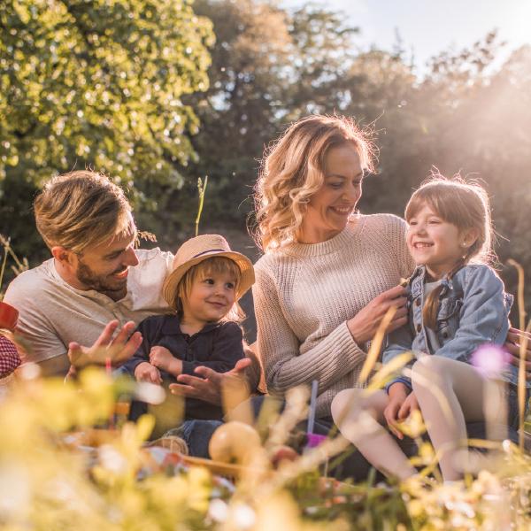 image of family sitting in the grass together