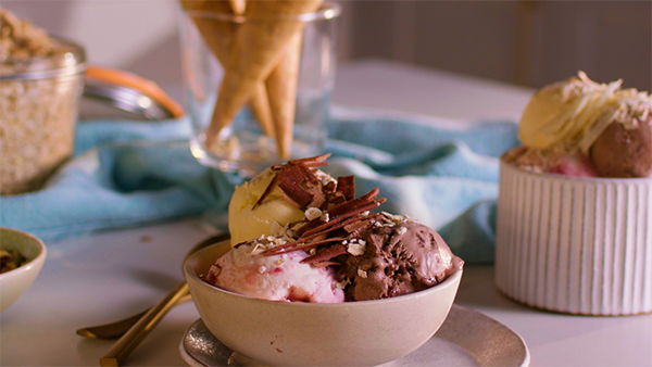 ice cream scoops in bowl